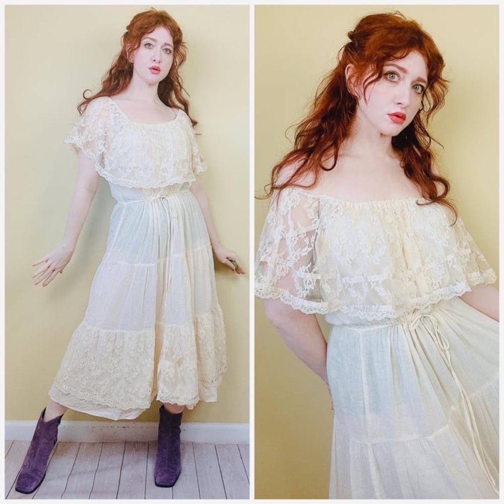 1970s vintage dress Young Edwardian by Arpeja small